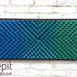 Acoustic Panel - Large Wood Wall Art - Blue Green Modern Abstract Artwork - 3D  Music Room Decor Gift - Art Deco Boho - Sound Diffuser