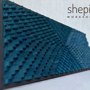 Sound Diffuser - Acoustic Panel - Wood Wall Art - Navy Blue 3D Artwork - Housewarming Gift - Geometric Wall Decor - Home Theater Music Room