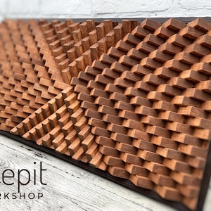 Wood Wall Art - Acoustic Panel - Geometric Wall Art - Natural Wood - Sound Diffuser