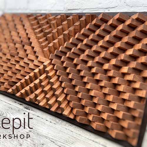 Acoustic Panel Wood Wall Art Acoustic Diffuser 3D Wooden Etsy