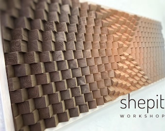 Wood Wall Art - Parametric Wall Art - Brown Beige Gray Artwork - Large Modern Geometric 3D - Sound Diffuser Acoustic Panel - 5th anniversary