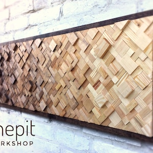 Rustic Wood Wall Art - Large Wall Art - 3D Wood Sculpture - Rustic - Modern Abstract Wood Art - Farmhouse - Acoustic Panel