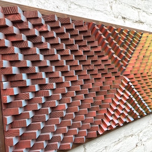 Lecticulat Träväggdekoration - Optisk Effekt Parametrisk - Ljuddiffusor Akustisk Panel - Röd Gul Blå