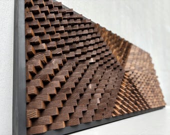 Träväggkonst | Geometrisk abstrakt 3D | Stora väggbonader