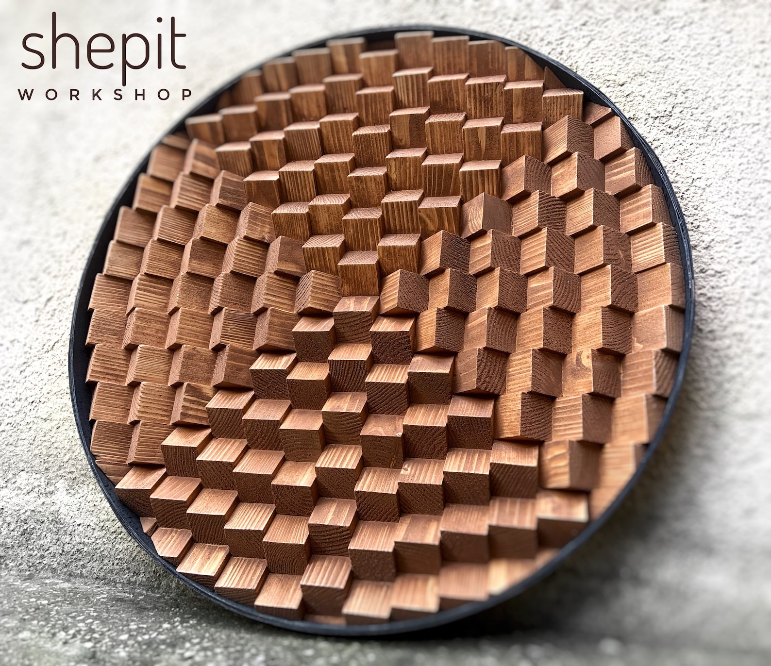 Round Wood Wall Art Circle Wall Decor Geometric 3D Etsy