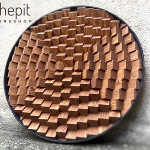 Round Wood Wall Art  - Circle Wall Decor - Geometric - 3D - Sound Diffuser Acoustic Panel - Home Office Decor - Music Studio