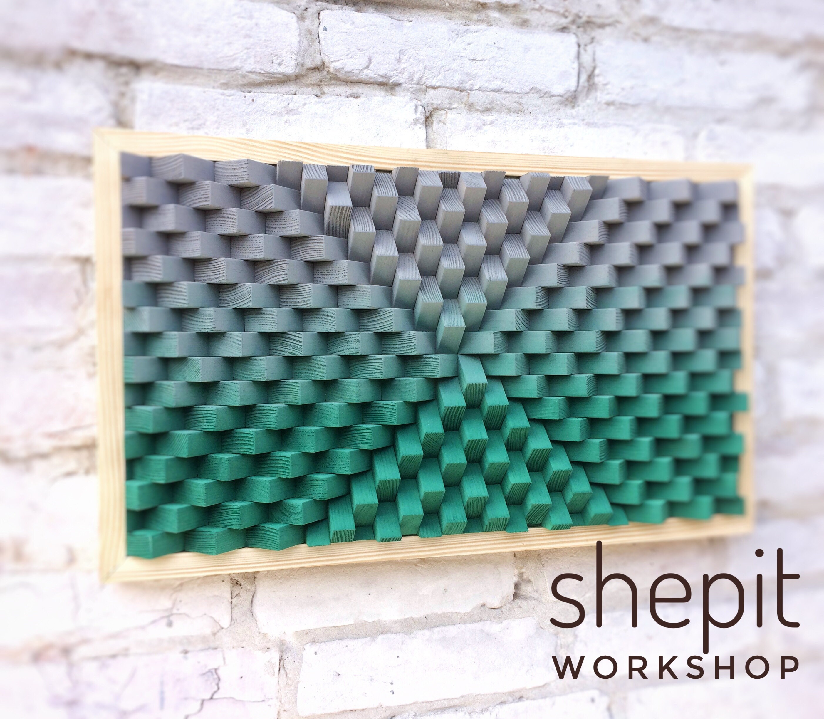 Wood Wall Art Large Green Gray Wood Wall Art 3D Sound Etsy