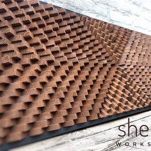 Rustic Wood Wall Art - Acoustic Panel - Geometric Large Mosaic - Sound Diffuser - 5th Anniversary