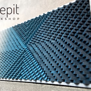 Acoustic Panel - Sound Diffuser - Large Wood Wall Art - Blue Gray Home Office Wall Decor - Music Room Gift - 3D