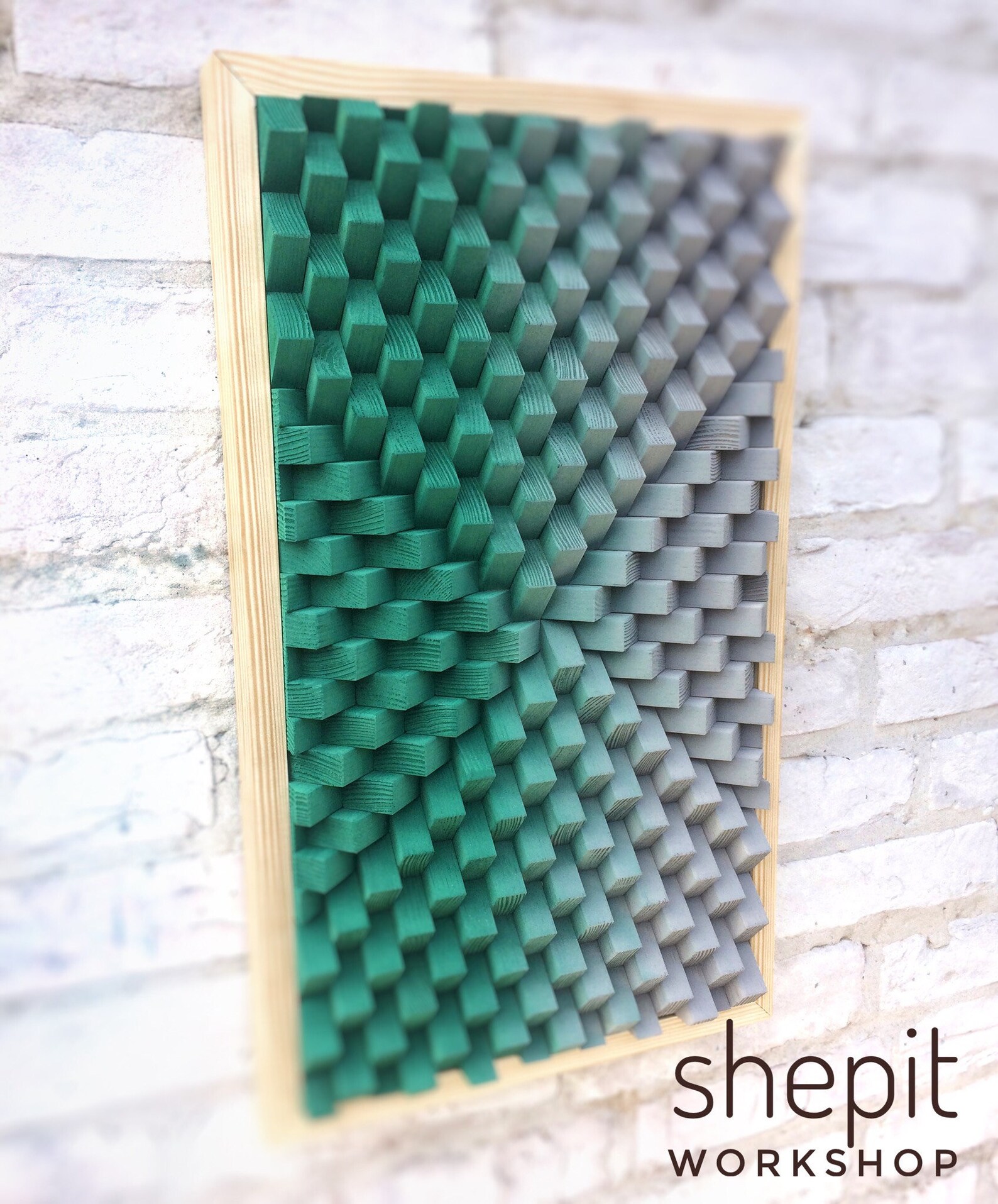 Wood Wall Art Large Green Gray Wood Wall Art 3D Sound Etsy