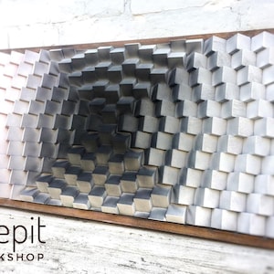 Wood Wall Art - Acoustic Panel - Sound Diffuser - Framed Large Art - White Black Abstract Wood Wall Art - Modern Wall Art - 3D - Parametric