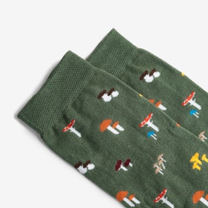 Mushrooms Socks Colorful socks for men and women Gift for him & her Funny design Micro Print Socks image 3