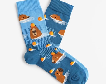 Capybara | Chaussettes colorées pour hommes et femmes | Cadeau pour elle et lui | Soutenez la résistance ukrainienne