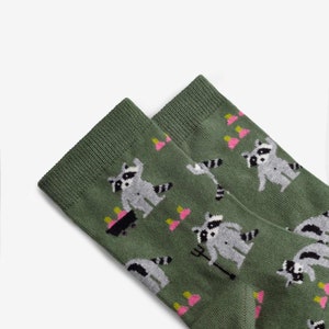 Raccoons Gardeners Socks Cute Raccoons Colorful socks for men and women Gift for him & her Funny design image 2