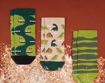 Dino Low Socks 3-pack | Colorful socks men's women's | Gift for him & her