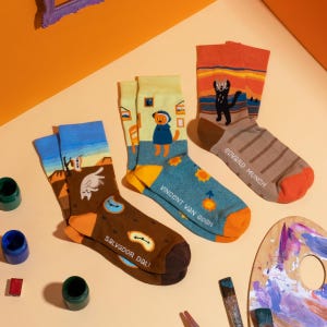Cat Art Socks 3-Pack: Famous Paintings, Cotton Blend