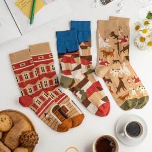 Old Town 3-Pack Colorful Socks Mens Womens Gift for him & her Lviv Design Ukrainian historical heritage image 2