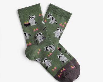 Raccoons Gardeners Socks | Cute Raccoons Colorful socks for men and women | Gift for him & her | Funny design