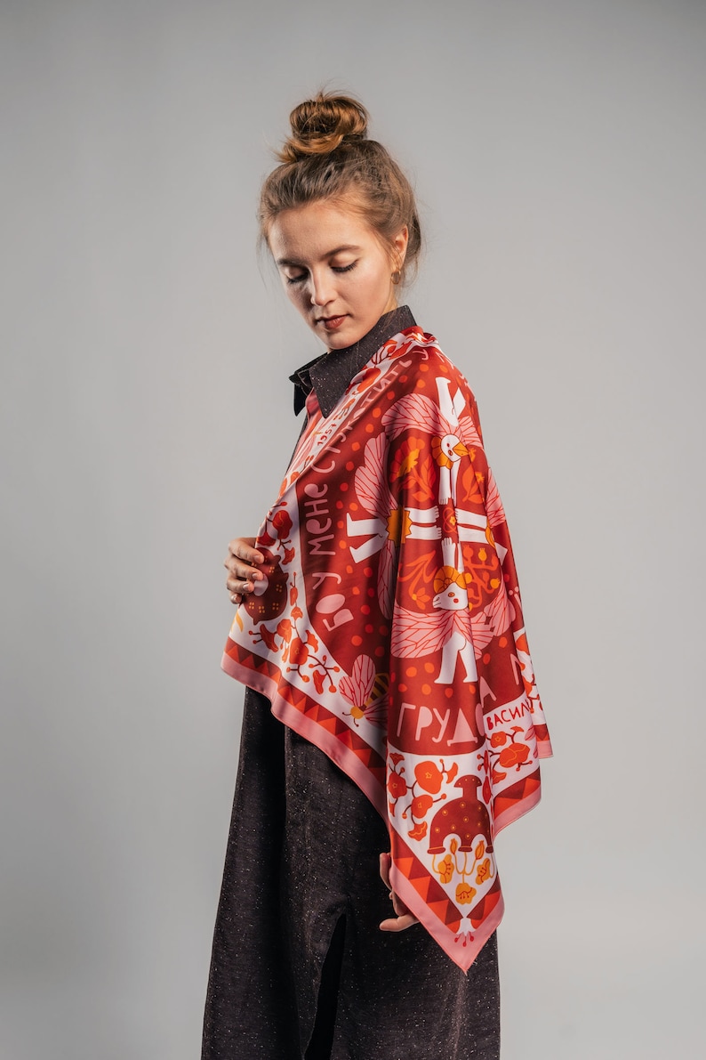 Genesis Silk Scarf, Poetic Design, Women's Fashion Accessory - Etsy