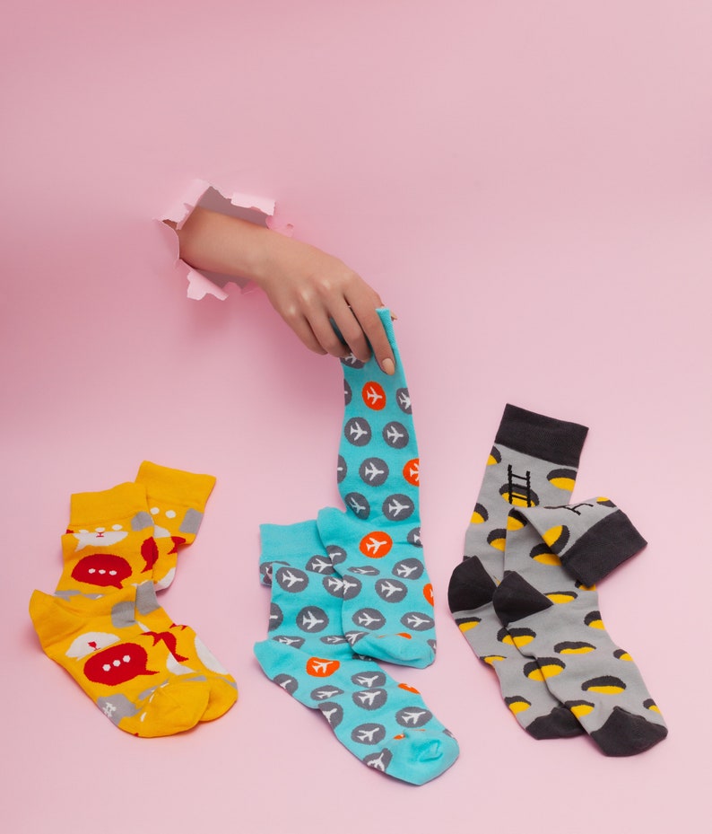 messenger socks Introvert socks airplane mode socks patterned socks colorful mismatched mens womens gift socks Socks Set of 3 pairs