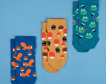 Summer Forest Low Socks 3-pack | Colorful socks men's women's | Gift for him & her