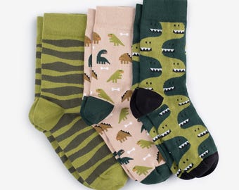 DinosaurSocks Set, 3 Pair Pack CuteDino Socks, Funny Animal Socks, Novelty