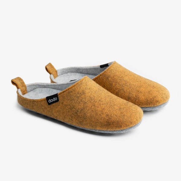 Felt Slippers — Ochre | Indoor Slipper | House Slippers | Comfortable warm Slipper | Unisex | Great Gift