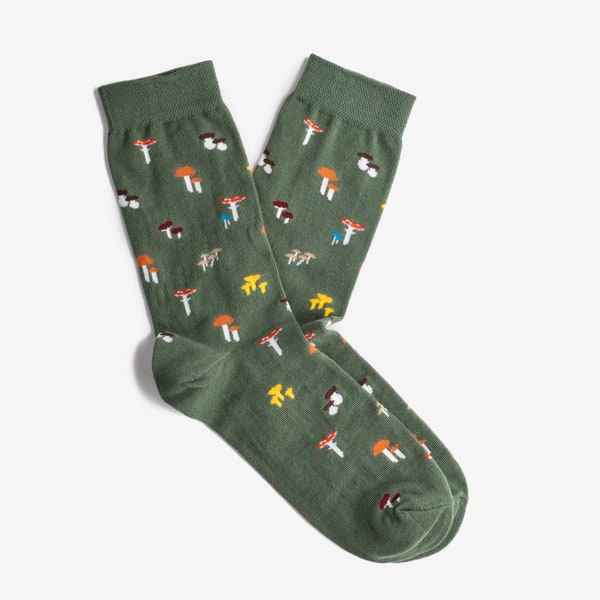 Mushrooms Socks  | Colorful socks for men and women | Gift for him & her | Funny design | Micro Print Socks