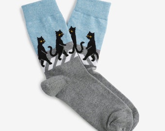 Les chats | Chaussettes colorées pour hommes et femmes | Cadeau pour elle et lui | Conception amusante | Les Beatles | Route d'Abbey