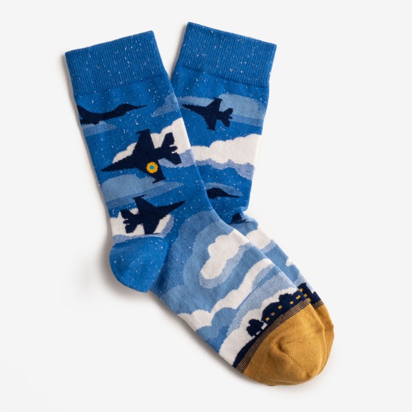 F-16 Socks | Colorful socks for men and women | Gift for him & her | Support Ukrainian resistance