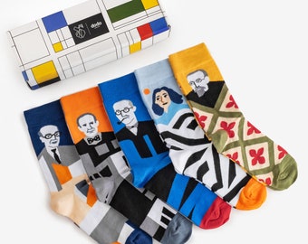 Conjunto de 5 pares de calcetines de arquitecto en caja de regalo / Caja de regalo de arquitectos / calcetines de colores regalo para hombres y mujeres para él y ella