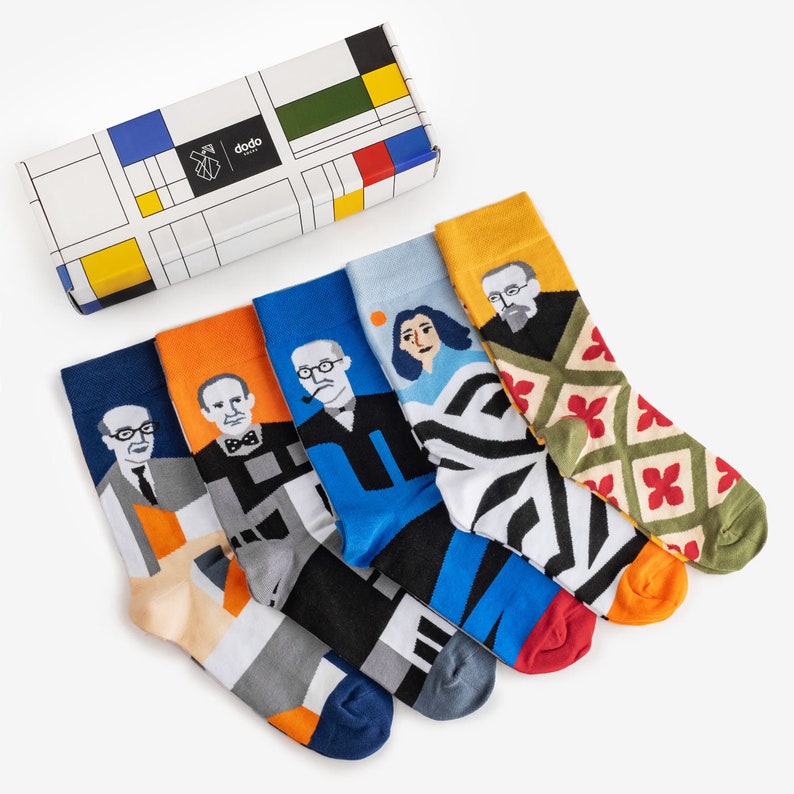 Set of 5 Pairs of Architect Socks in Gift Box Architects gift box colorful socks mens womens gift for him & her image 1