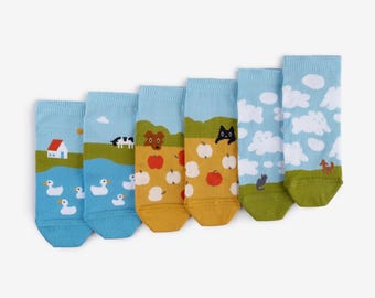 Rural Holidays Low Socks 3-pack | Colorful socks men's women's | Gift for him & her