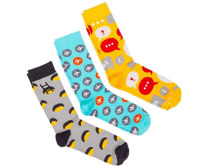 messenger socks Introvert socks airplane mode socks patterned socks colorful mismatched mens womens gift socks Socks Set of 3 pairs
