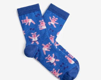 Gymnast Pigs Socks | Cute Pigs Colorful socks for men and women | Gift for him & her | Funny design