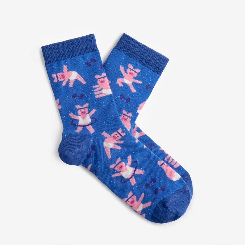 Gymnast Pigs Socks Cute Pigs Colorful socks for men and women Gift for him & her Funny design image 1