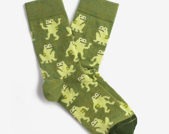 Chaussettes Pool Frogs | Chaussettes colorées pour hommes et femmes | Cadeau pour elle et lui | Conception amusante | J'aime les grenouilles