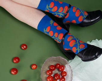 Tomato Socks – Vegetable Pattern, Funky Cotton Blend