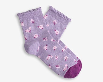 Lilac Frill Quarter Socks | Cute Colorful socks for men and women | Gift for him & her | Funny design