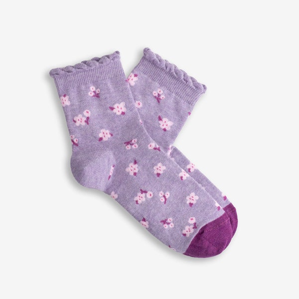 Lilac Frill Quarter Socks | Cute Colorful socks for men and women | Gift for him & her | Funny design