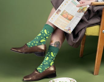 Peas Print Socks – Fun Vegetable Design, Cotton Blend