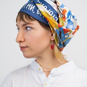 Ukrainian Mantra Silk Scarf, Women's Scarf, Fashion Scarf, Bandana, Headband, Bag Accessory, Gift Idea zdjęcie 8