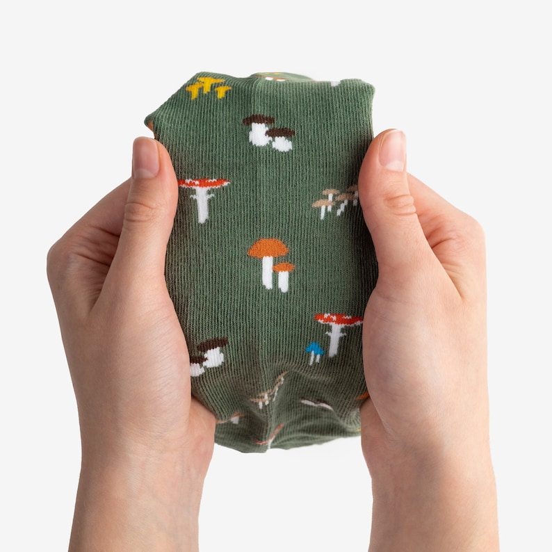 Mushrooms Socks Colorful socks for men and women Gift for him & her Funny design Micro Print Socks image 2