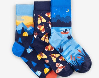 Night Camping Socks Set Pack of 3, Gift for Hiker Camper