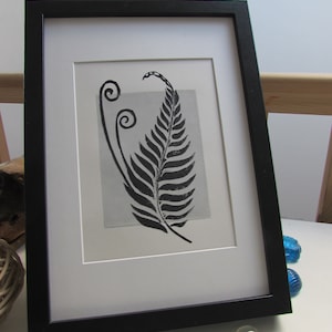 Fern Print - Hand printed - nature - Cottagecore decor - Linocut Print - Gift