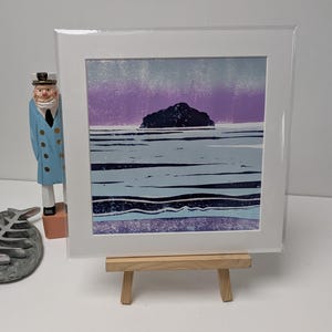 Scottish Island Linocut Print: Ailsa Craig Landscape Art