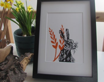 Original 'Harvest Hare' linoprint | home & living | home decor | wall art | hand printed | gifts.