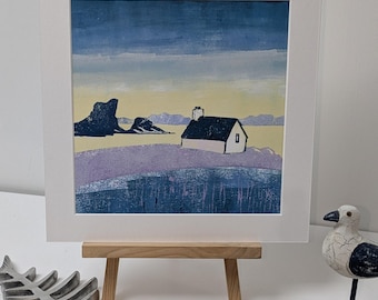 Scottish Highlands Art Print: Hand-Printed Linocut Landscape