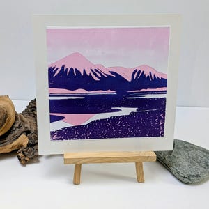 Scottish Landscape Print  - Original hand printed Linocut art Print - Scotland landscape print - Home decor Gift - Sky Scottish Highlands