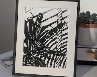 Original Print - Hand printed Linoprint - nature - Cottagecore decor - Linocut Print - Gift - Floral - Interior design